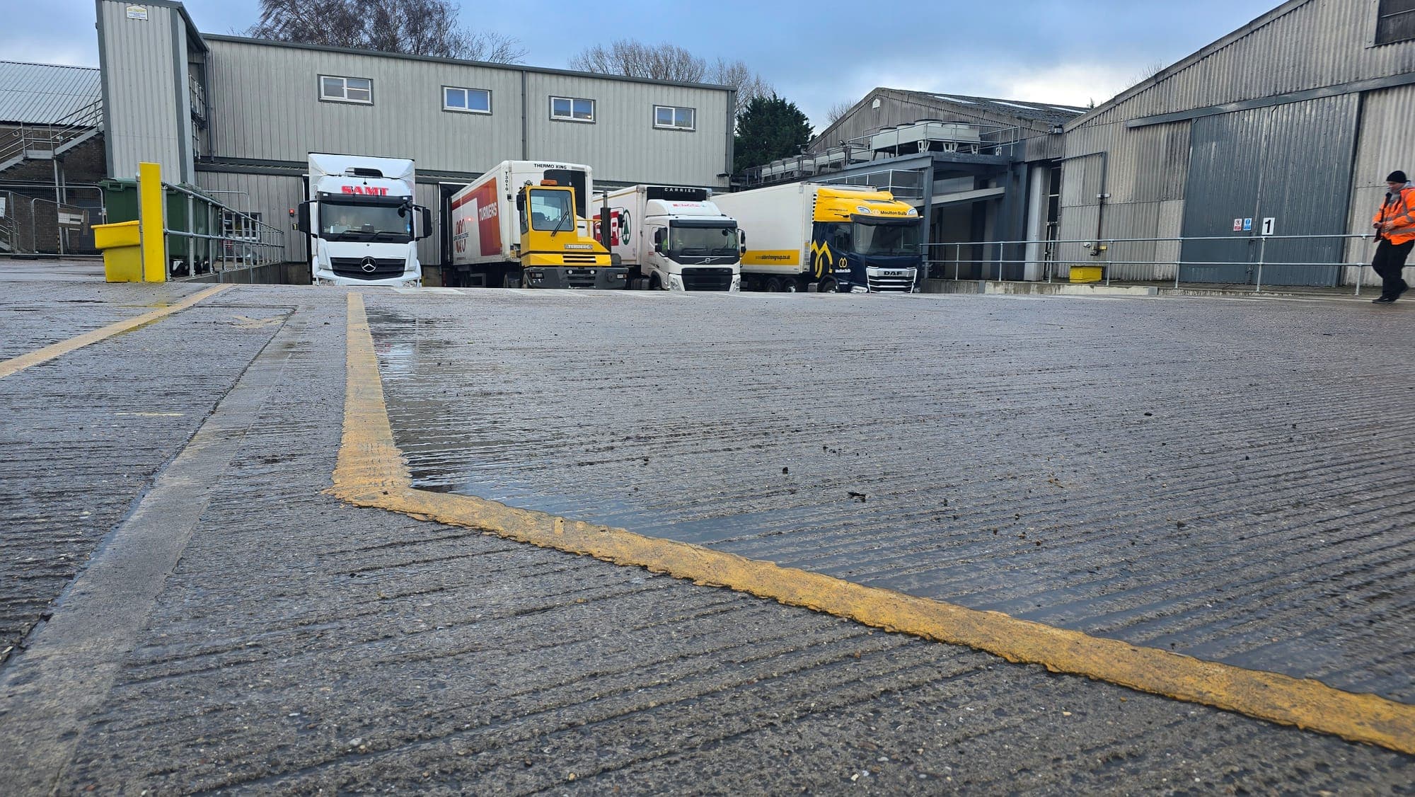 Lorries at the Oldershaw Group loading bays in Moulton