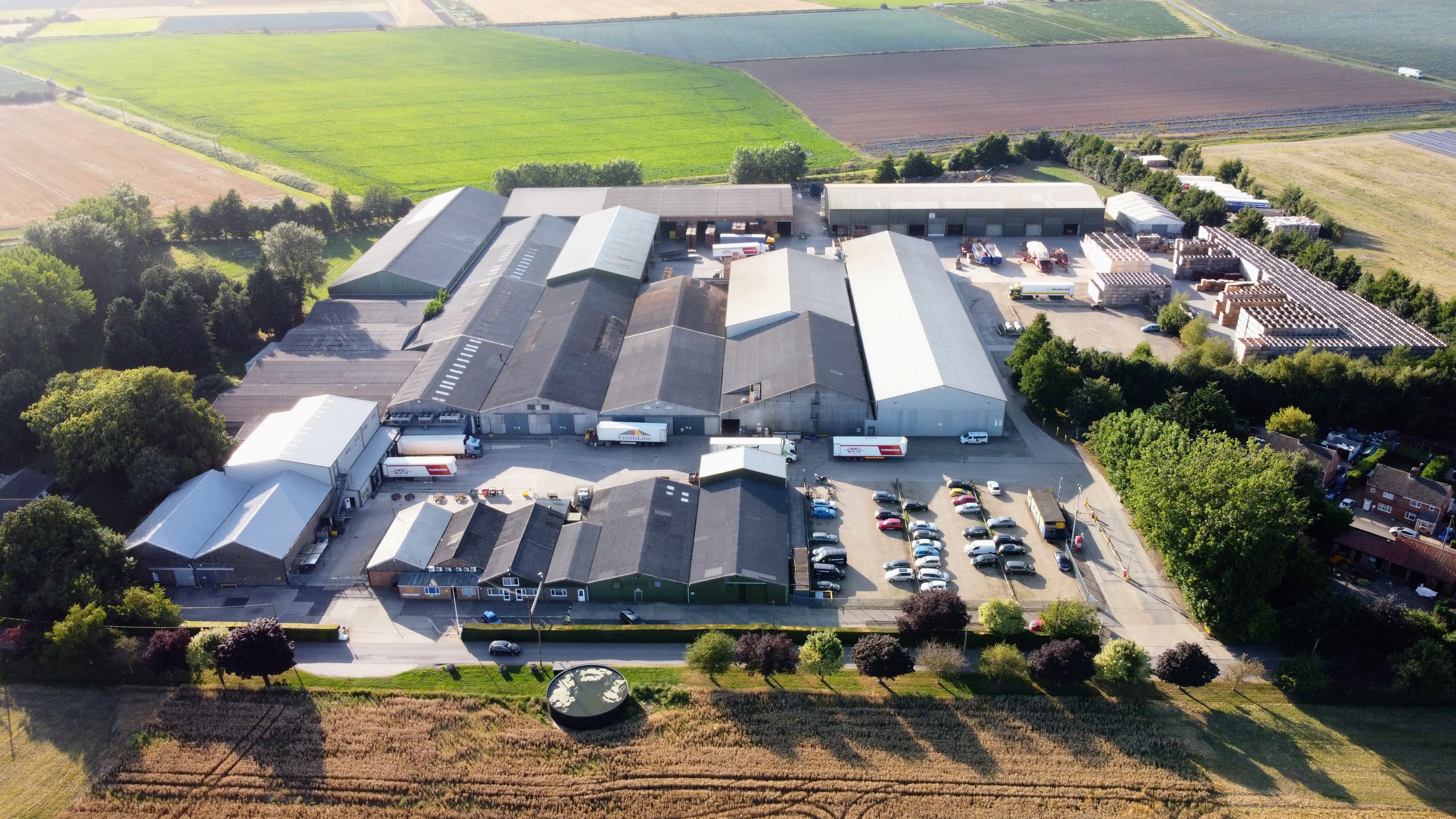 Aerial view of the Oldershaw Group site at Moulton, surrounded by Fen fields