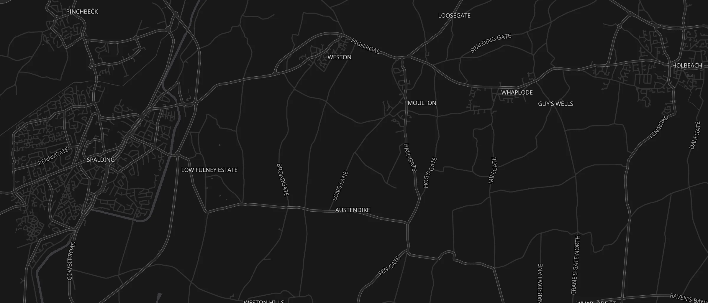 Map of the Oldershaw Group site on Long Lane, Moulton, between Spalding and Holbeach in south Lincolnshire.
